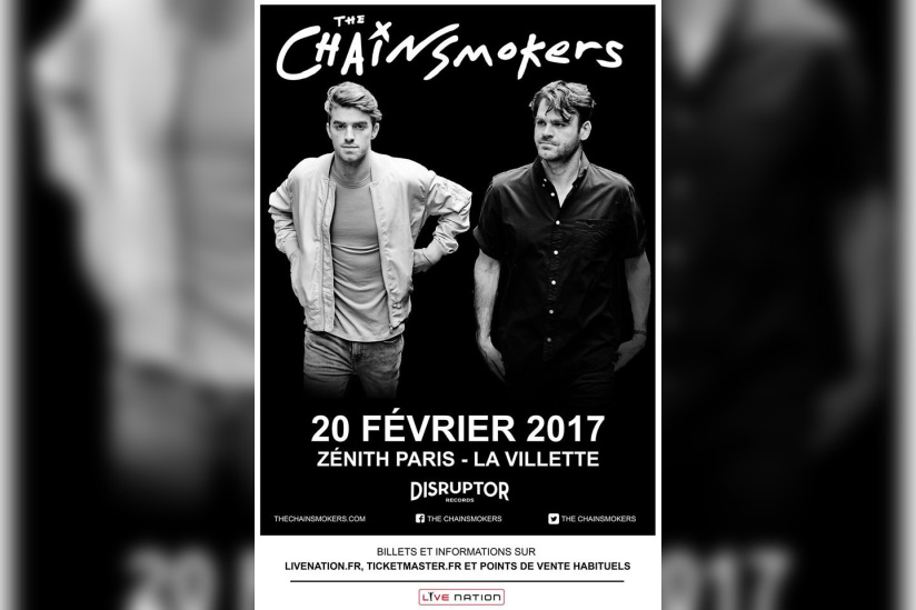 The Chainsmokers en concert au Zénith de Paris en février 2017