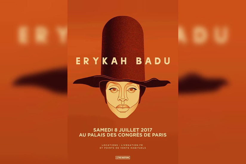 Erykah Badu en concert au Palais des Congrès de Paris en juillet 2017