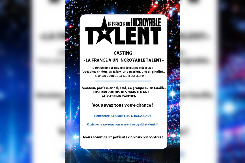 Casting pour La France a un incroyable talent