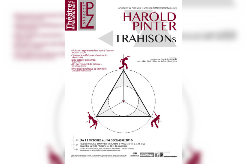 Trahisons de Harold Pinter au théâtre de Ménilmontant