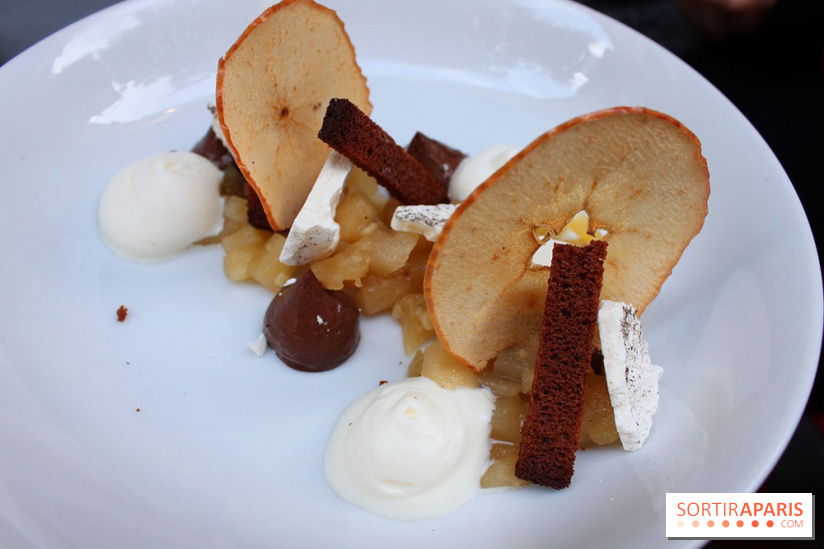 Les pommes confites, ganache au chocolat et gingembre de la Petite Mangerie restaurant