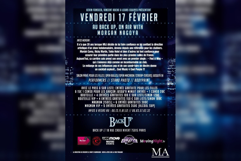 ? ON AIR WITH MORGAN NAGOYA ?  VENDREDI 17 FEVRIER au ? BACK UP ? By Miika 