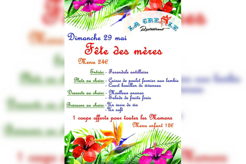   Fête des mères au Restaurant La Creole