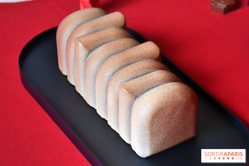 Bûche de Noël glacée 2024 de la Manufacture de Chocolat Alain Ducasse à Paris