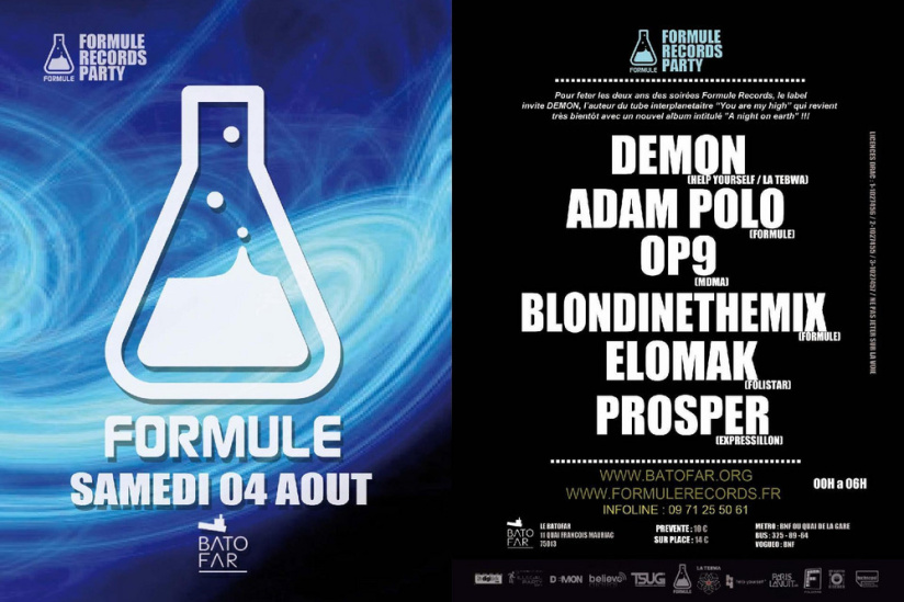 FORMULE RECORDS PARTY avec DEMON / ADAM POLO / OP9 / BLONDINETHEMIX / ELOMAK / PROSPER ! 