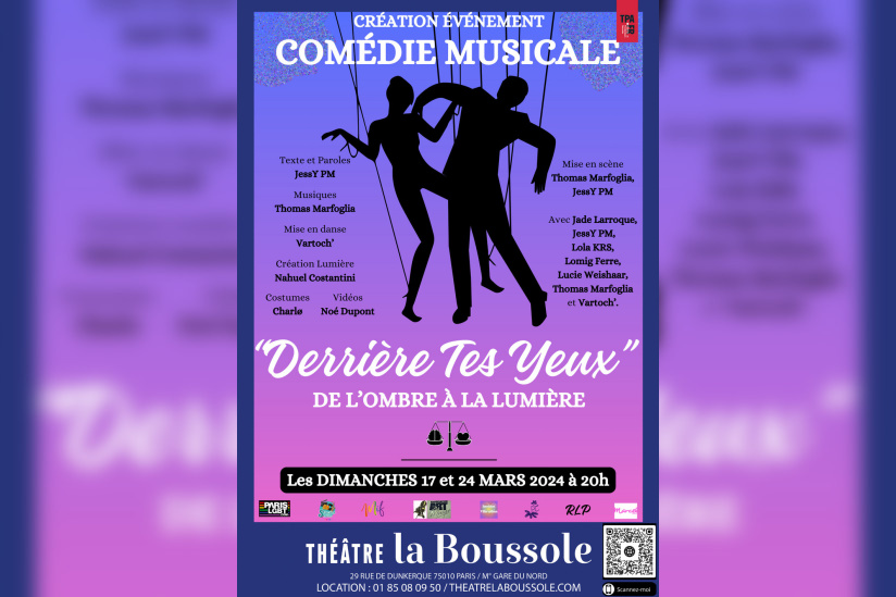 "Derrière tes yeux" : une comédie musicale à découvrir au Théâtre La Boussole à Paris