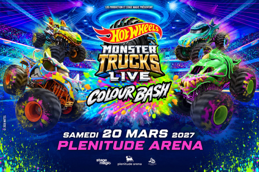 Hot Wheels Monster Trucks Live Colour Bash, le show délirant de retour en 2027 à La Défense Arena