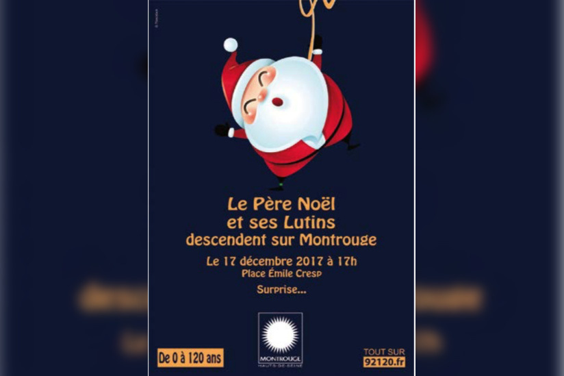 Le Père Noël et ses lutins descendent du ciel à Montrouge