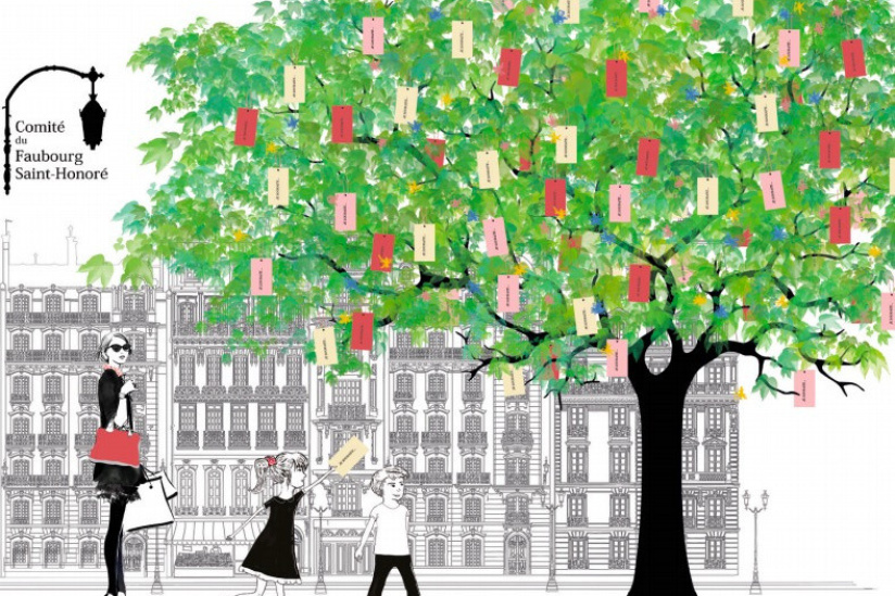 Un arbre à souhaits pour la Fête des Mères 2019 sur la place de l'église Notre-Dame de l'Assomption