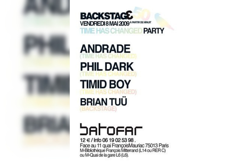 Soirée, Batofar, Backstage