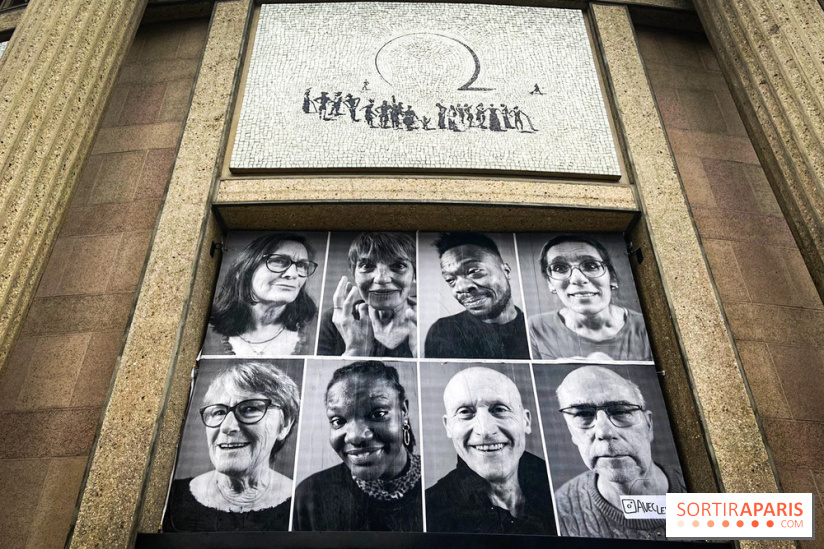 JR installe des portraits sur le Palais d'Iéna