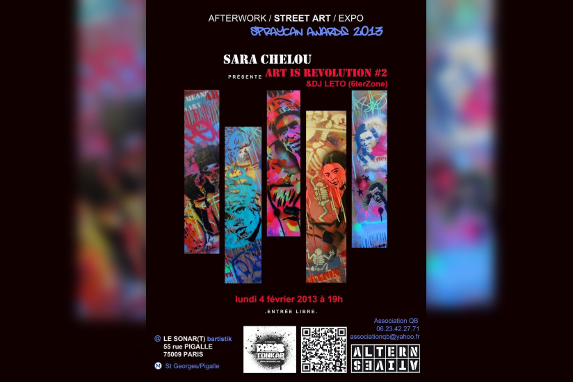 Exposition éphémère de Street Art à Paris 75009 le lundi 4 février avec l'artiste SARA CHELOU