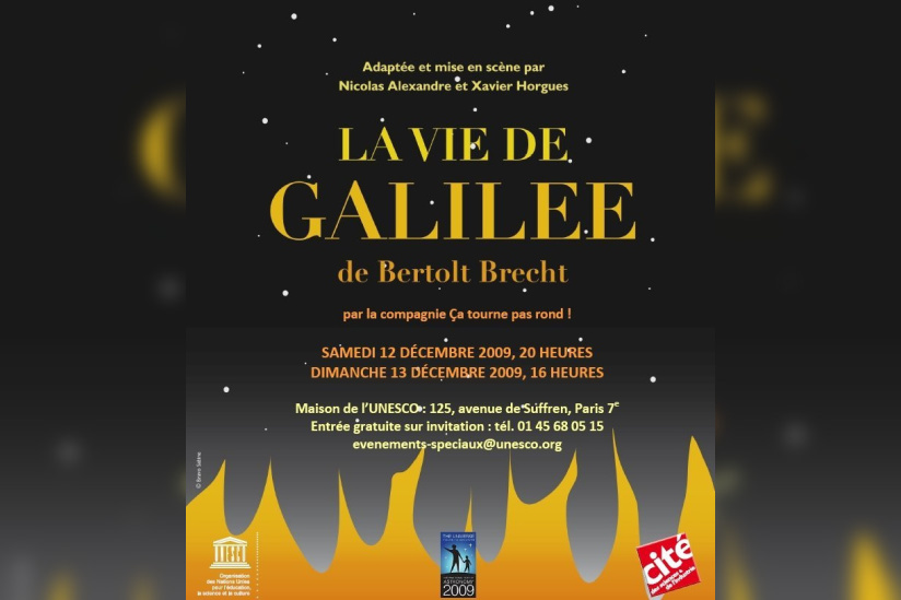 Vie de Galilée, Spectacle, Astronomie, Paris, Unesco