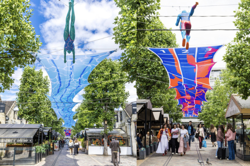 Le 100 mètres artistique : une œuvres sportive dans le ciel de Bercy Village