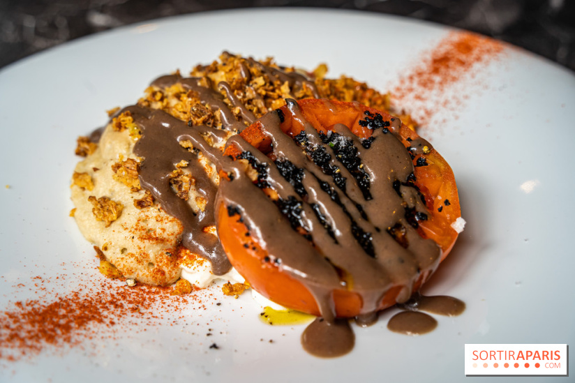 Nessia, le bistrot de chef - Paris 3e - tomates anciennes - cœur de burrata - crème d'aubergines brûlées