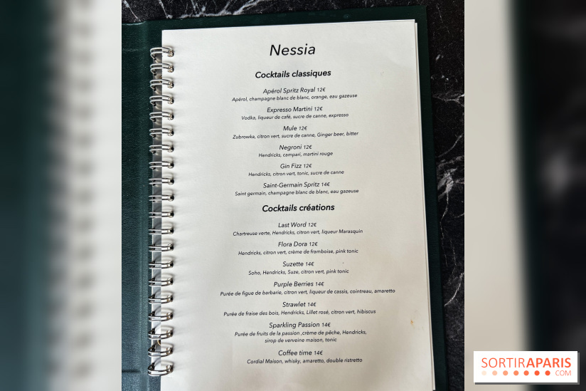 Nessia, le bistrot de chef - Paris 3e - Menu - carte cocktails
