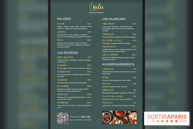 La Vela, le restaurant italien - méditerranéen de Boulogne - carte - menu