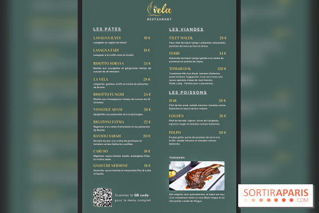 La Vela, le restaurant italien - méditerranéen de Boulogne - carte - menu