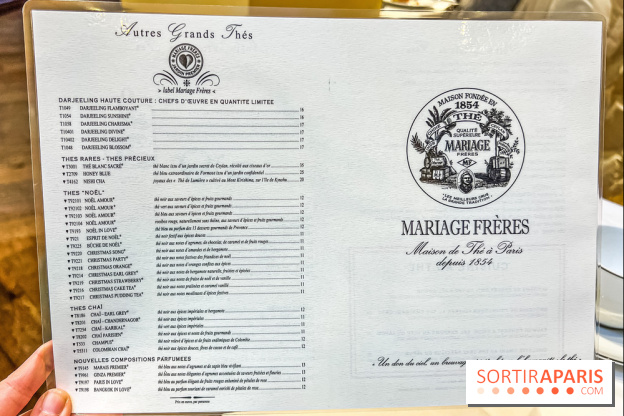 Le Tea Time de Mariage Frère - tea time de Noël - carte - menu