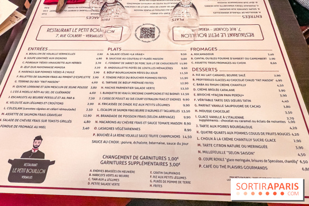 Petit Bouillon Versailles - restaurant près du Château de Versailles - menu - carte