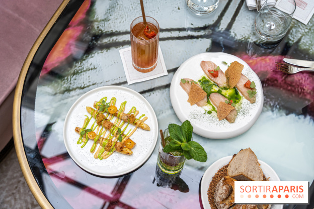 Rivages restaurant du Scribe par Martin Simolka -  asperges blanches des landes - moutarde fumée - kumquat et sériole ikejime - mojito mélisse