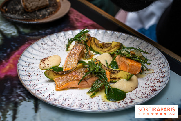 Rivages restaurant du Scribe par Martin Simolka -  truite rose de baigorri - gremolata de salicorne - avocat brulé