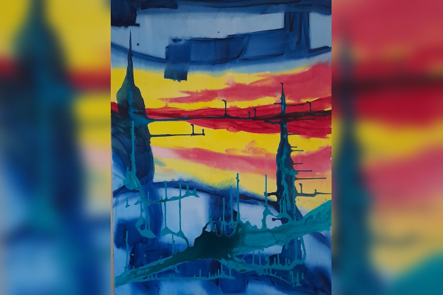 Jacqueline Poitevin vous invite dans son univers à travers  - Puentes  96x128  peinture acrylique sur toile 2021