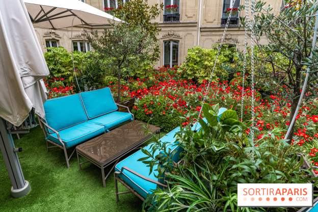 La terrasse cachée du Joy à l'Hôtel Fouquet's 2023 : le jardin de coquelicots -  A7C2761