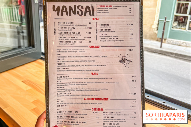 Yansai, restaurant de street Food asiatique rue Gravilliers - Paris 3e - carte - menu