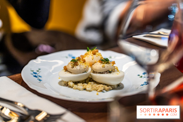 Bistrot Podium, le restaurant festif avec la carte de Glenn Viel -  L'oeuf mimosa au tourteau