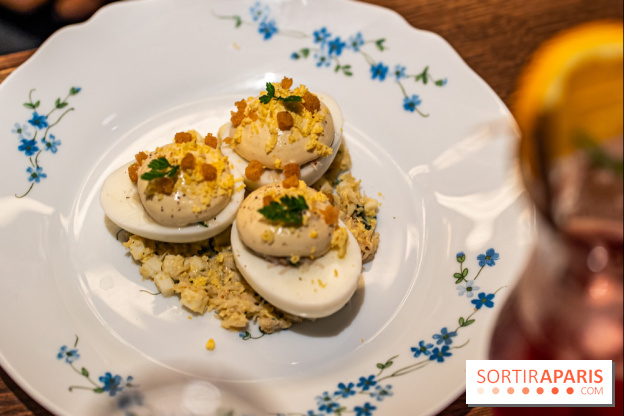 Bistrot Podium, le restaurant festif avec la carte de Glenn Viel -  L'oeuf mimosa au tourteau