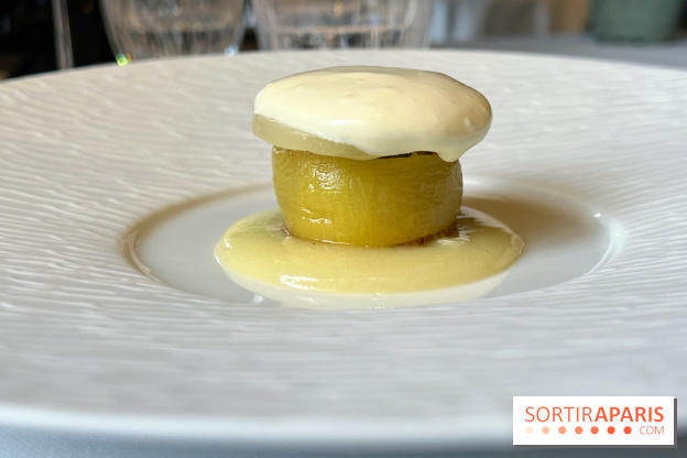 Menu chasse Le Gabriel, La Réserve - Dessert kiwi, noisette, Chartreuse