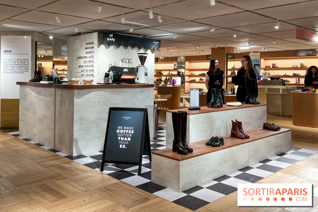 Café Jonak et collections chaussures marrons - Galeries Lafayette Haussmann