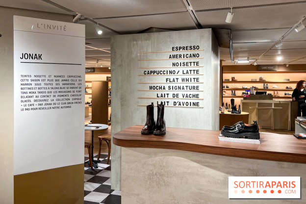 Café Jonak et collections chaussures marrons - Galeries Lafayette Haussmann