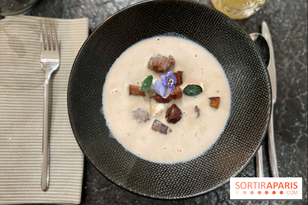 Ma Dame, le restaurant de l'hôtel Marignan Champs-Elysées - Bouillon châtaignes guanciale ricotta