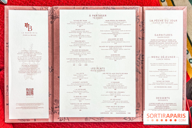 La Bauhinia par Quentin Testart au Shangri La Paris - menu