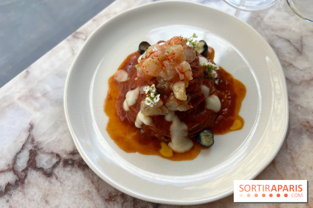 Adami - Spaghetti, myrtilles, gambero rosso