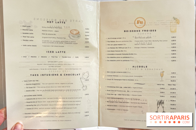 Fu Patisserie et coffee shop Paris 13e - carte - menu