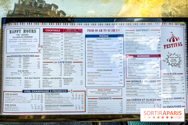Festival, le café-restaurant rue Étienne Marcel  - carte - menu