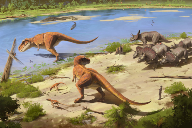 Campagne #33483 - Mondes Disparus Concept Art 5A Crétacé Rivière © Excurio MNHN