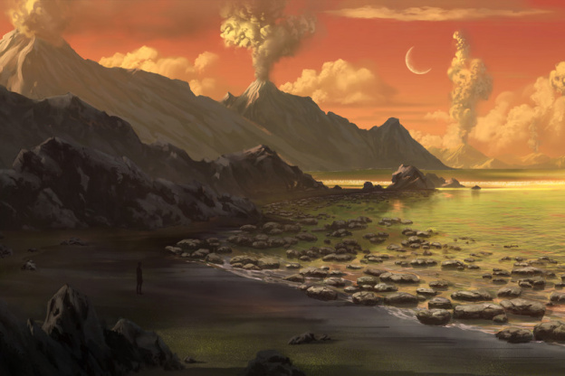 Campagne #33483 - Mondes Disparus Concept Art 1A Archéen Extérieur © Excurio MNHN