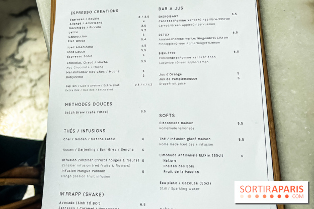 Inform Café, le coffee shop brunch sur fond de monument historique au Citéco - carte des boissons - menu