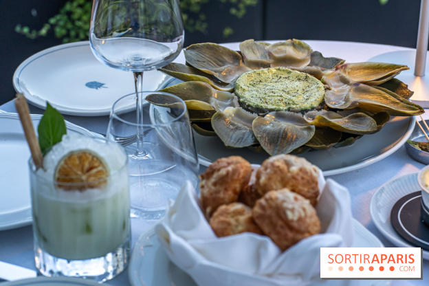 La terrasse dans un jardin avec vue Tour Eiffel du Marguerite 1606 au Domaine de la Reine Margot -  A7C1349