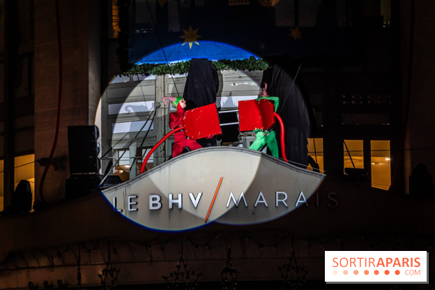 Inauguration des vitrines et décorations de Noël du BHV Marais 2024 avec Léna Mahfouf, Adriana Karembeu et Marc Lavoine