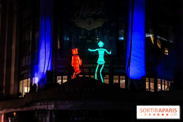Inauguration des vitrines et décorations de Noël du BHV Marais 2024 avec Léna Mahfouf, Adriana Karembeu et Marc Lavoine