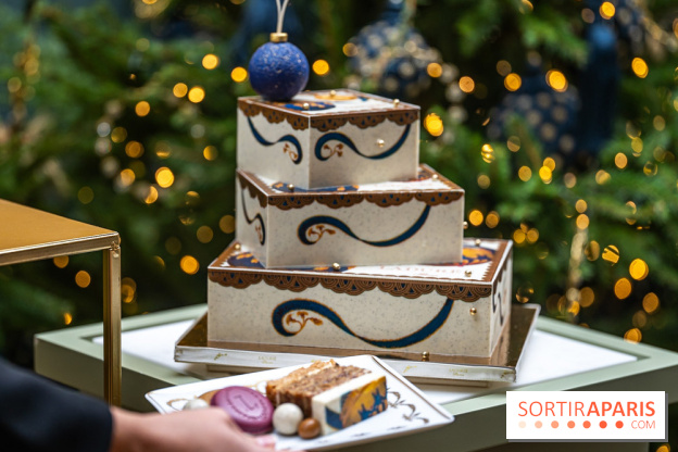 La bûche coffrets de Noël en trompe l'œil de Ladurée 2024 par Julien Alvarez et les créations de fête