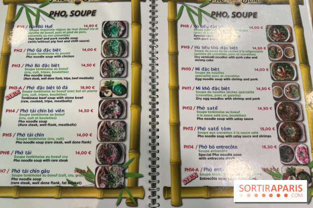 Pho Bom, le restaurant vietnamien, temple du pho et des nouilles Paris 13e -carte - menu - tarifs - prix