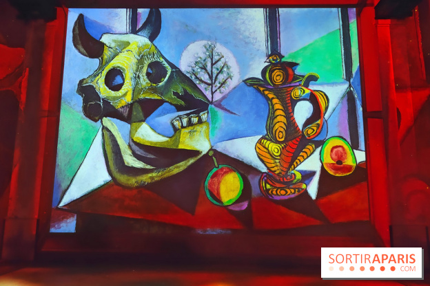 Picasso à l'Atelier des Lumières - Taureau Crâne, Fruit, Pichet, 1939, © Cleveland Museum of Art / © Succession Picasso/DACS, London 2025 / Bridgeman Images