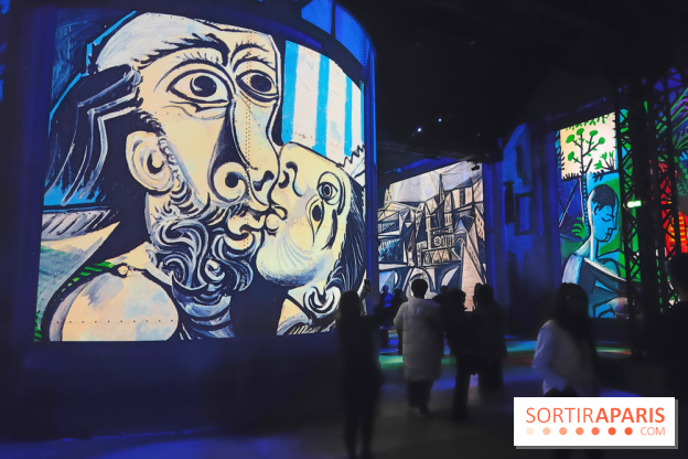 Picasso à l'Atelier des Lumières - Le Baiser, 1969, © Succession Picasso 2024; © RMN-Grand Palais (Musée national Picasso-Paris) / Adrien Didierjean