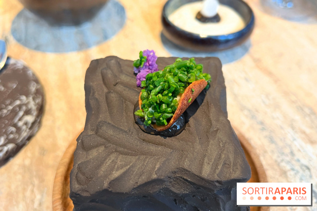 Restaurant Alan Geaam - Tacos de baba ganoush, feuille d'huître, raisin de mer